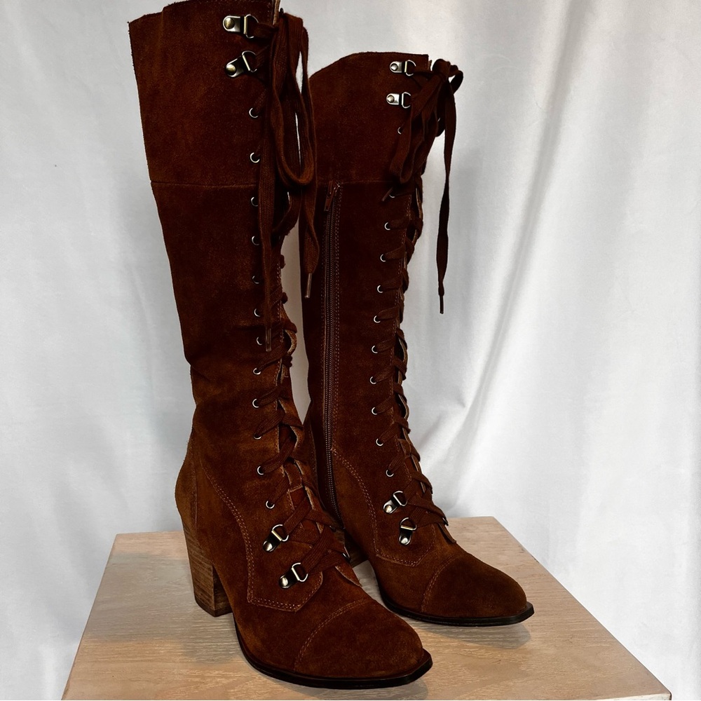 Vintage Chinese Laundry Brown Suede Lace-Up Boot-6.5